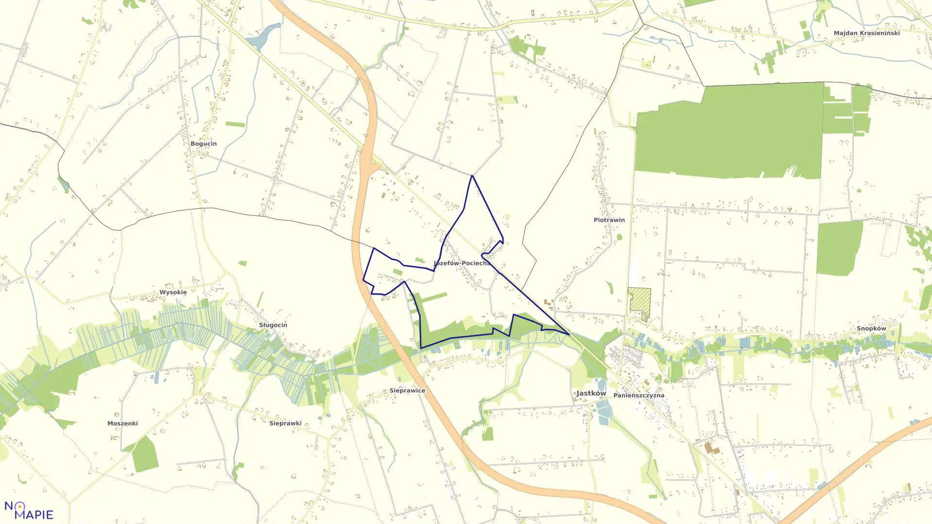 Mapa obrębu JÓZEFÓW POCIECHA w gminie Jastków