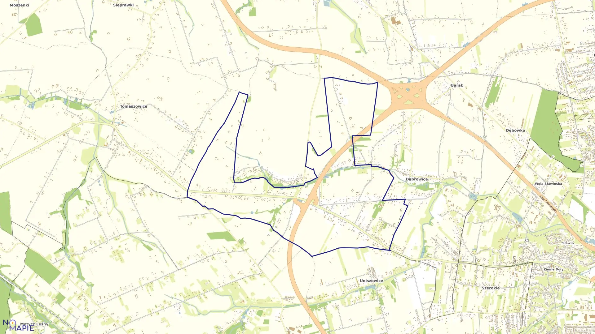 Mapa obrębu KOL.PŁOUSZOWICE w gminie Jastków