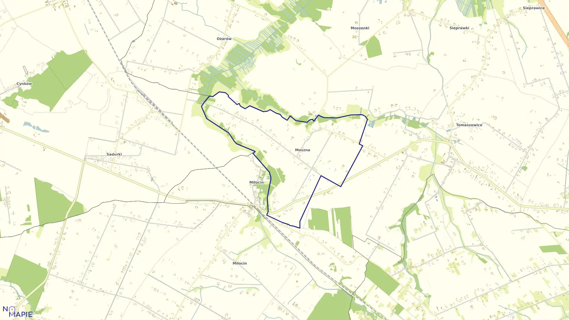 Mapa obrębu MOSZNA w gminie Jastków