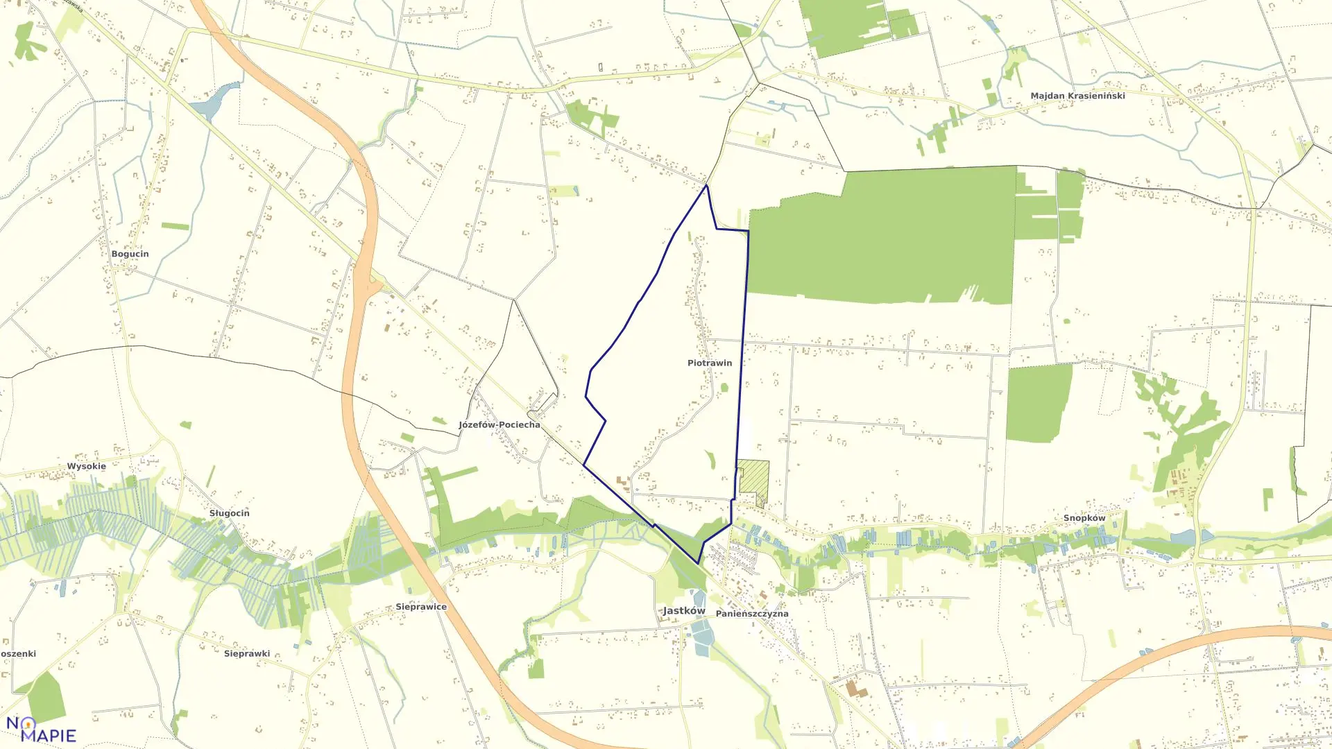 Mapa obrębu PIOTRAWIN 1 w gminie Jastków